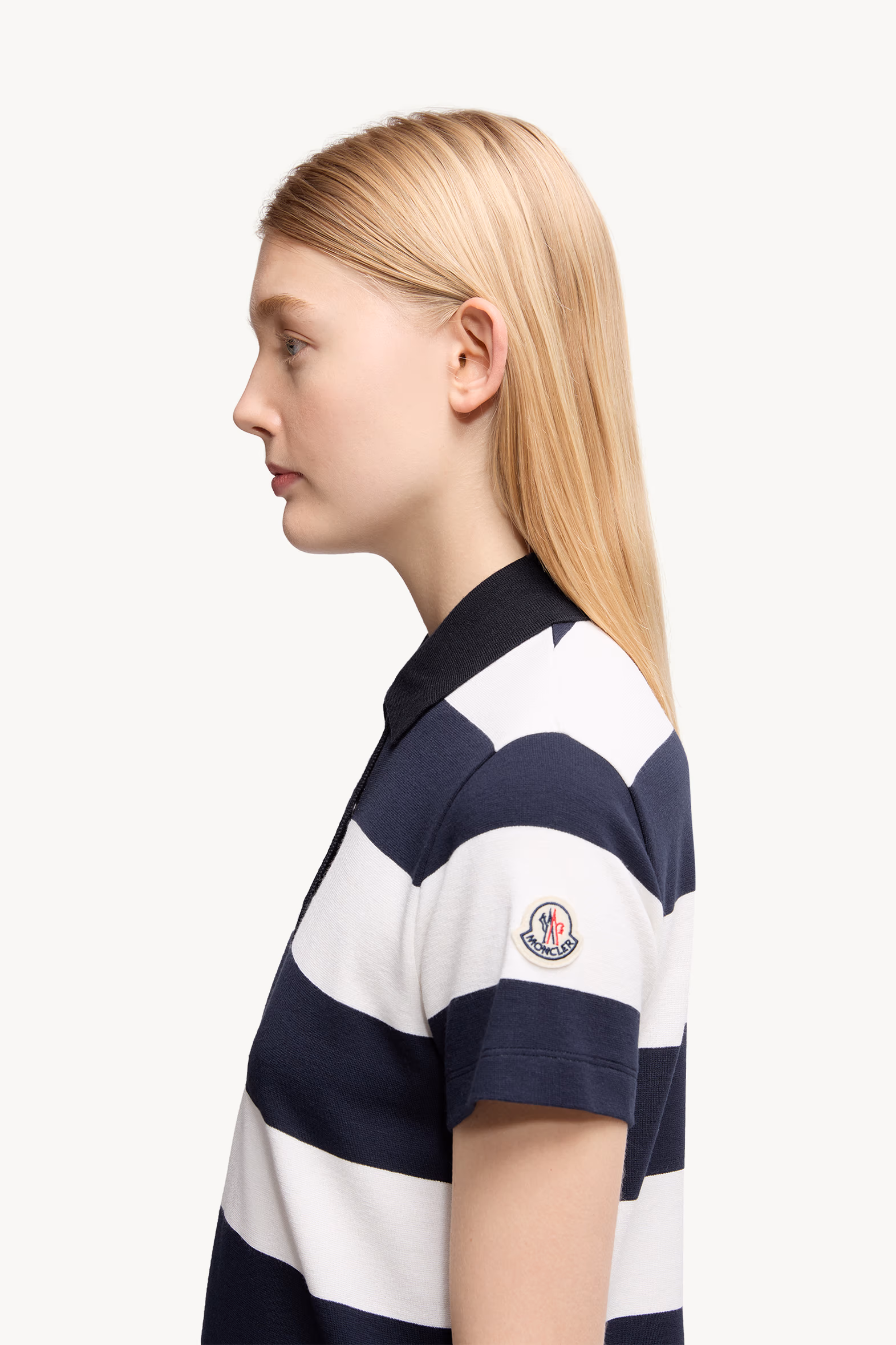 Striped Polo Shirt Women White & Blue Moncler 4
